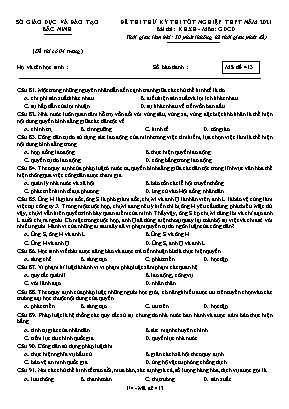 Đề thi thử Tốt nghiệp THPT môn Giáo dục công dân - Mã đề 413 - Năm học 2020-2021 - Sở giáo dục và đào tạo Bắc Ninh (Có đáp án)